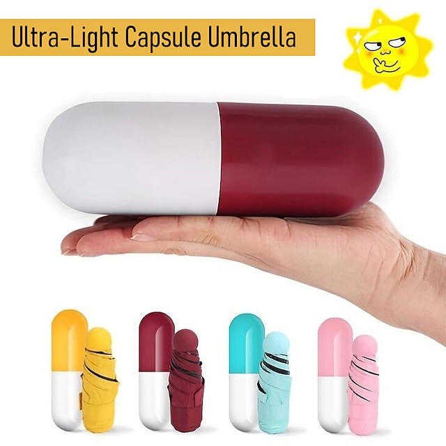  kleine ultralichte capsuleparaplu 50% korting op zonnige paraplu opvouwbare zonnescherm reclameparaplu mini-pocketparaplu vinyl parasol