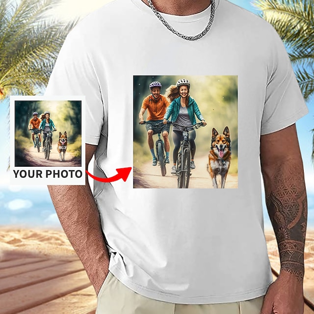  brugerdefineret unisex t-shirt 100% bomuld tilføj dit billede personligt foto design billede tekst bogstav grafisk print t-shirt sport mode afslappet sommer