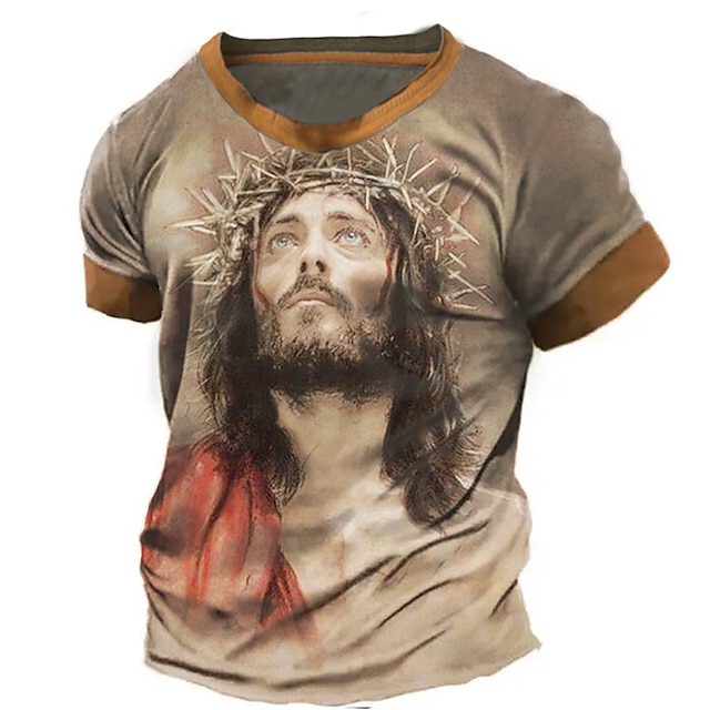  Men's T shirt Tee Graphic Faith Crew Neck Clothing Apparel 3D Print Outdoor Daily Short Sleeve Print Vintage Fashion Designer