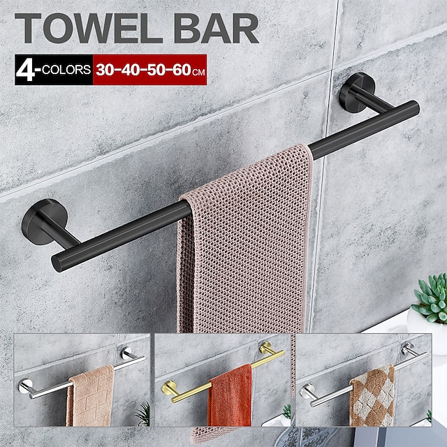  バスルームタオルバー、バスアクセサリーはバスルーム用の厚みのあるステンレス鋼のシャワータオルラック、タオルホルダー壁掛け30-60cm