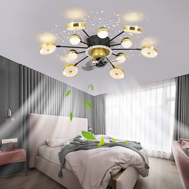 stropní ventilátor s aplikací světla& dálkové ovládání 102 cm stmívatelné 6 rychlostí větru sputnik designová projekce moderní stropní ventilátor do ložnice, obývacího pokoje, malého pokoje