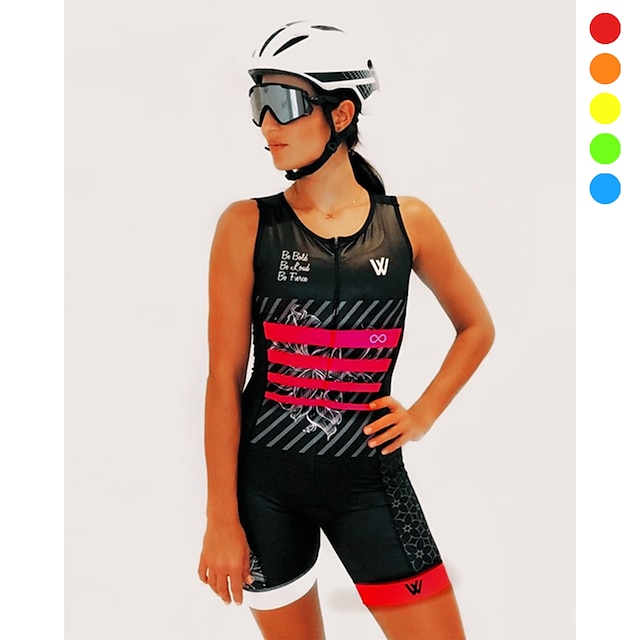  Women's Cycling Jersey with Shorts Triathlon Tri Suit Short Sleeve Mountain Bike MTB Road Bike Cycling Black Red Blue Bike Breathable Quick Dry Sports Clothing Apparel