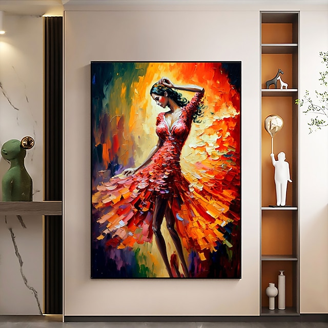  Handmade Oil Painting Canvas Wall Art Decor Original Dancing girl Abstract Figure Painting for Home Decor With Stretched Frame/Without Inner Frame Painting
