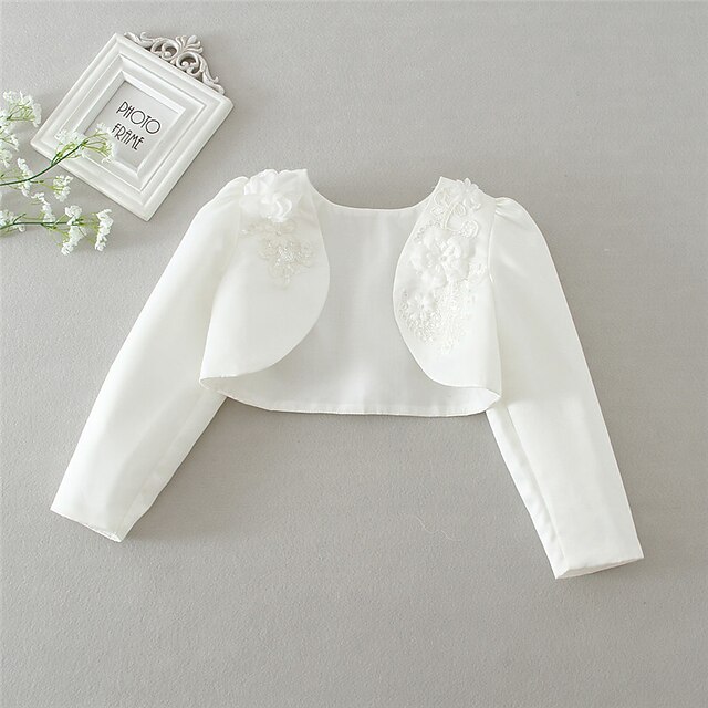  Kinderen Voor meisjes Blouse Effen Kleur Bruiloft Lange mouw Modieus Katoen 3-7 jaar Zomer Wit