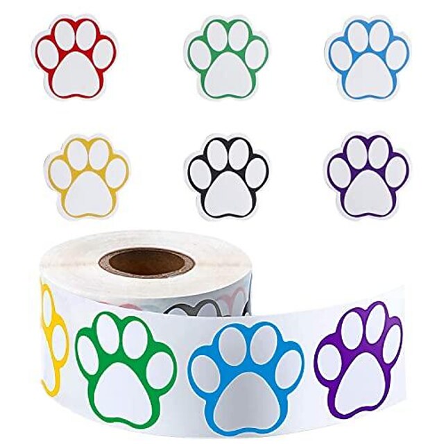 Paw Prints Stickers,(1 Inch/ 500 Stickers) Dog Stickers Dog Puppy Paw