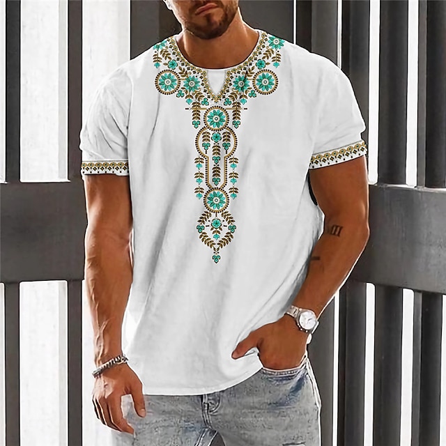  Men's T shirt Tee Crew Neck Graphic Flower / Floral Clothing Apparel 3D Print Outdoor Daily Print Short Sleeve Fashion Designer Vintage