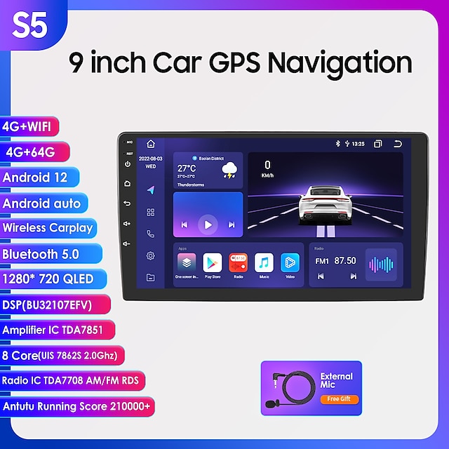  2Din 9 Inch Universal For Nissan Kia Honda Toyota VW 4G Android 12 Car Stereo Radio Multimedia Video Player Navigation