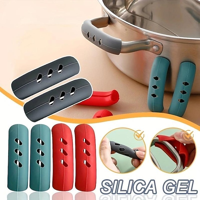  2PCS Silicone Pot Cover, Heat Insulation Pot Ear Clip, Anti Slip, Handle Bracket For Pans Plates, Cooking Tools, Kitchen Accessories