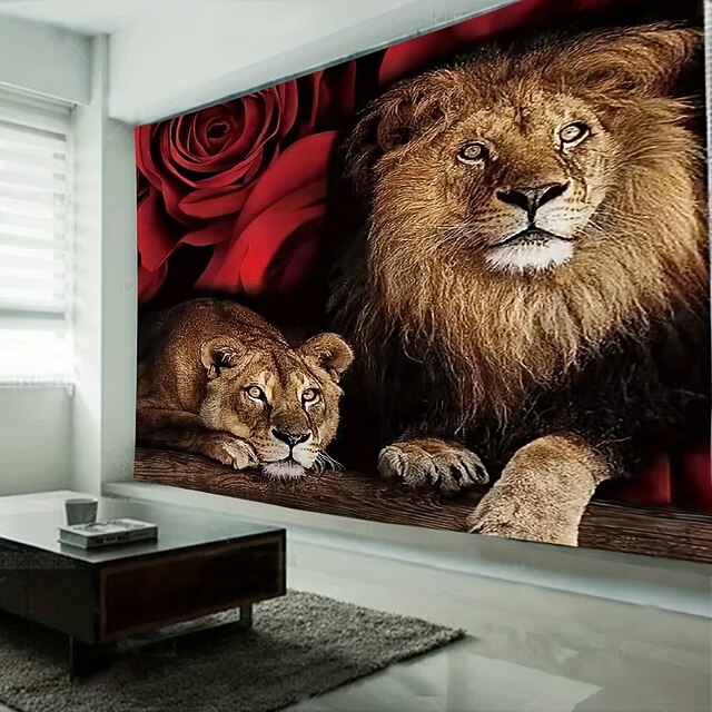 Lion Animal Hanging Tapestry Wall Art Large Tapestry Mural Decor