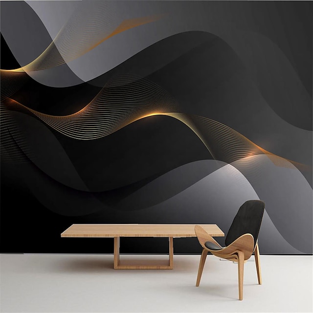  Cool Wallpapers Abstract Black Wallpaper Wall Mural Geometric 3D Home Decoration Comtemporary Abstract Wall Covering, Canvas PVC/Vinyl Material Adhesive required Mural, Room Wallcovering