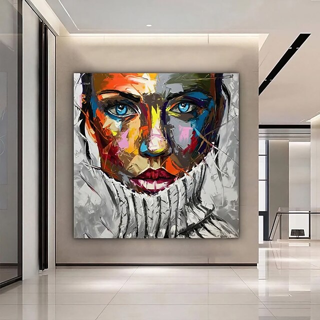  Handmade Oil Painting Canvas Wall Art DecorationModern Abstract  Palette Knife Mannish Face for Home Decor Rolled Frameless Unstretched Painting