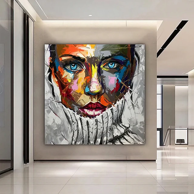 Handmade Oil Painting Canvas Wall Art DecorationModern Abstract Palette Knife Mannish Face for Home Decor Rolled Frameless Unstretched Painting 6