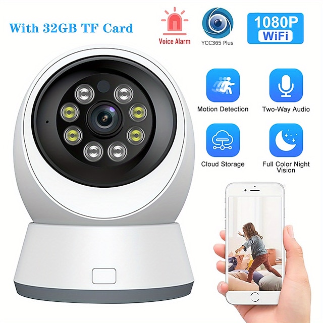  Smart Security Camera 1080p Hd Dog Camera Ip54 Waterproof With Night Vision Motion Detection For Baby And Pet Monitoring