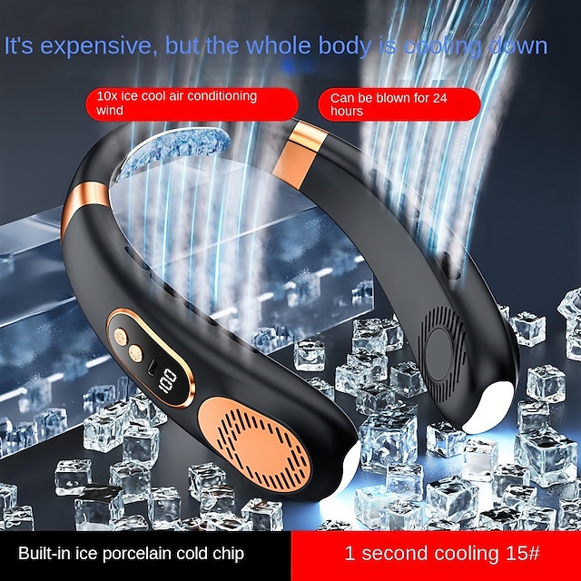  Sommer tragbarer Turbo-Blattloser hängender Halsventilator, wiederaufladbarer USB-Akku, Außenluftkühlungsventilator, Halter-Ventilator