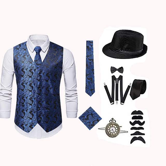  Retro Vintage 1920s Outfits Party Costume Vest Waistcoat The Great Gatsby Gentleman Men's Holiday Christmas Fashion Carnival Masquerade Prom Vest