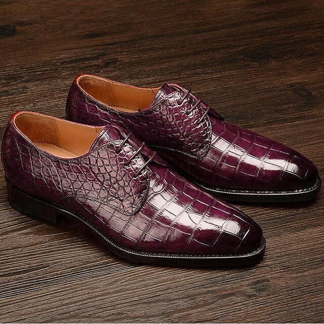 Men's Oxfords Retro Formal Shoes Dress Shoes Crocodile Pattern Vintage ...