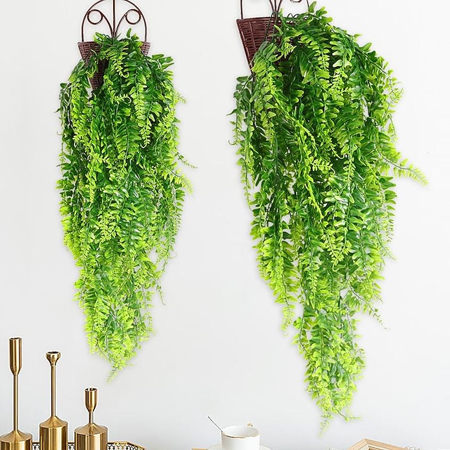 Wall Hanging Persian Grass Rattan Artificial Hanging Fern Vine Hanging Green Plant 75Cm 2023