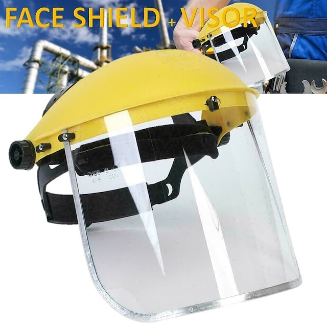  Plastic Full Face Cover, Protective Headgear Face Shield, Flame Cutting Grinding Fog Dust Proof Anti Droplet Full Face Mouth Cover Visor Shield