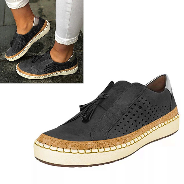 Women's Sneakers Tassel Loafers Plus Size Slip-on Sneakers Outdoor Work ...