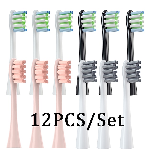  12 cabezales de cepillo de repuesto para oclean x/ x pro/ z1/ f1/ a/air 2/se cepillo de dientes eléctrico sónico dupont boquillas de cerdas suaves
