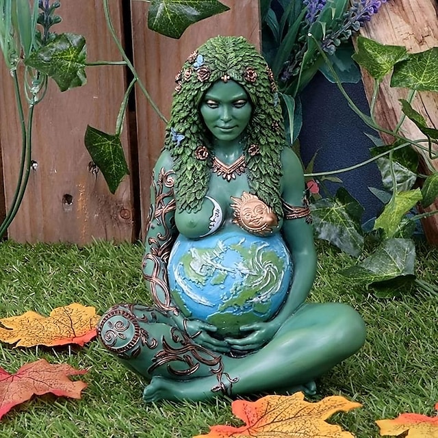 Földanya istennő szobra, évezredes Gaia szobordísz, Földanya otthoni és kerti dekorációhoz, Anyák napi kerti kültéri dekoráció