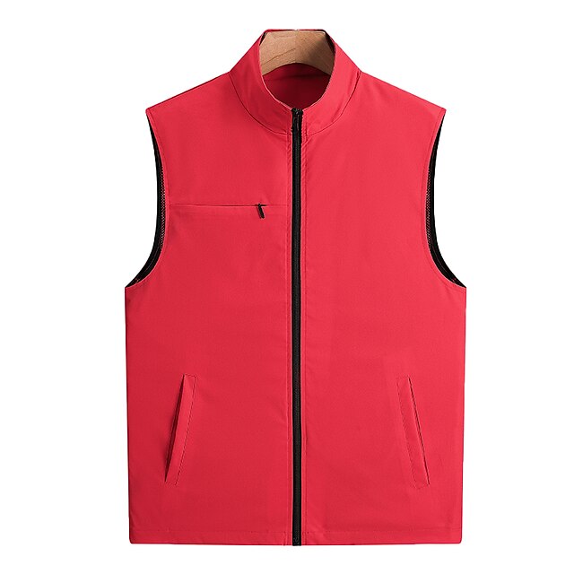  Men's Vest Daily Wear Casual / Daily Crew Neck Zipper Modern Contemporary Jacket Outerwear Solid / Plain Color Basic claret Black Dark Navy