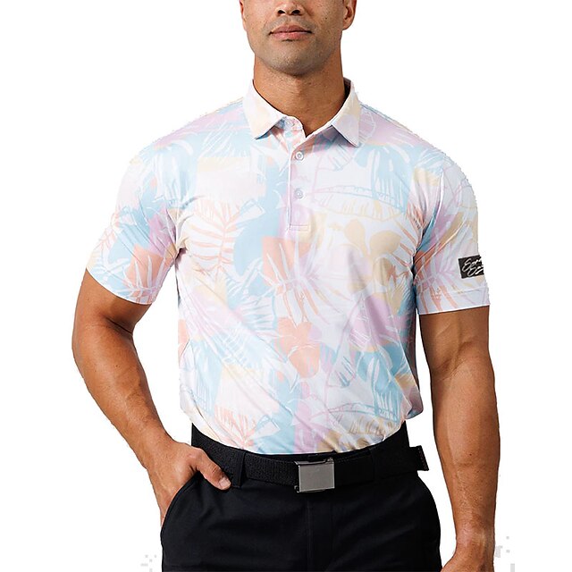  Men's Golf Polo Shirt Golf Shirt Golf Apparel Silver Light Yellow Dark Grey Short Sleeve UV Sun Protection Top Golf Attire Clothes Outfits Wear Apparel