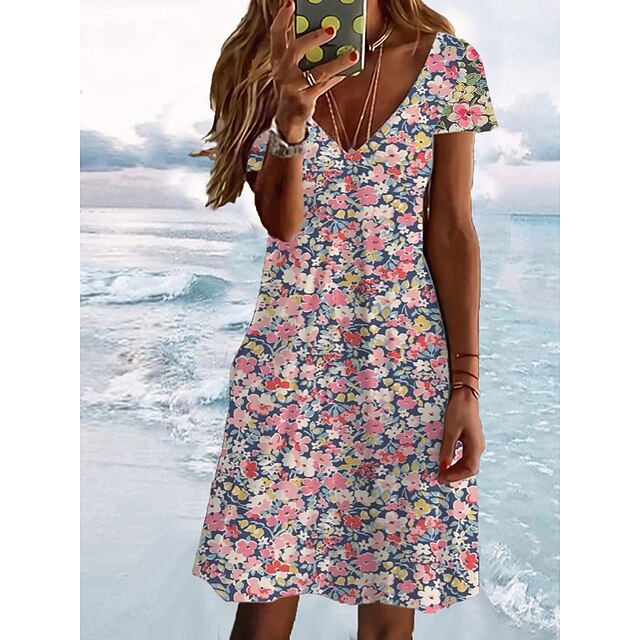 Women's Casual Dress Floral Dress Summer Dress Graphic Floral Print V