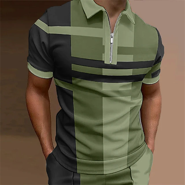 Men's Polo Shirt Golf Shirt Casual Holiday Lapel Quarter Zip Short ...