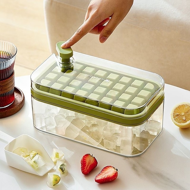  New Silicone Pressing Ice Block Mold Ice Grid Ice Box Household Food Grade Silicone Ice Grid Square Ice Mold Ice Box Large Capacity Ice Storage Box with Cover Ice Grid