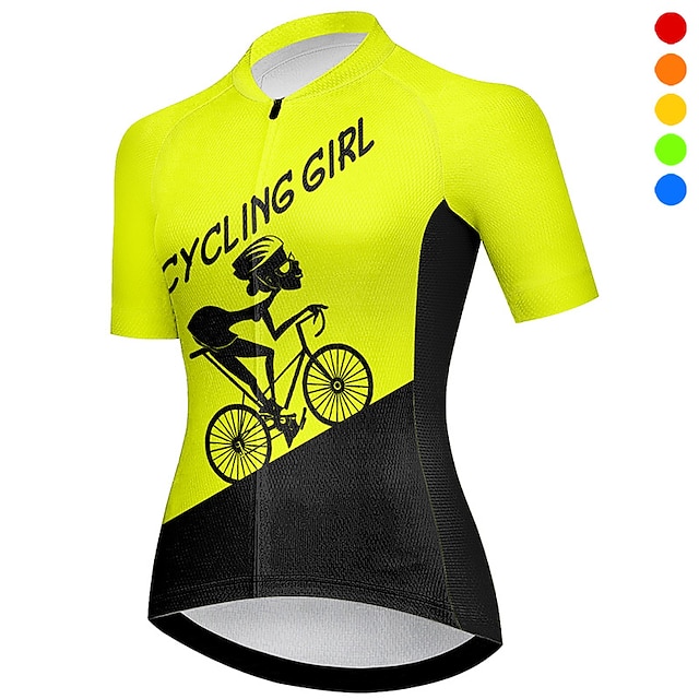  21Grams Women's Cycling Jersey Short Sleeve Bike Top with 3 Rear Pockets Mountain Bike MTB Road Bike Cycling Breathable Quick Dry Moisture Wicking Reflective Strips Violet Yellow Pink Graphic Sports