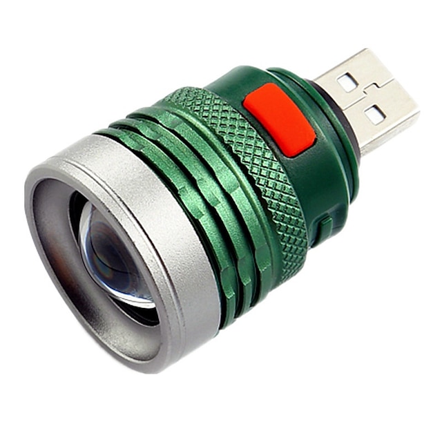  Hochwertige tragbare 3-Modus-USB-Taschenlampe mit LED-Camping-Licht, Mini-Zoom-Taschenlampe
