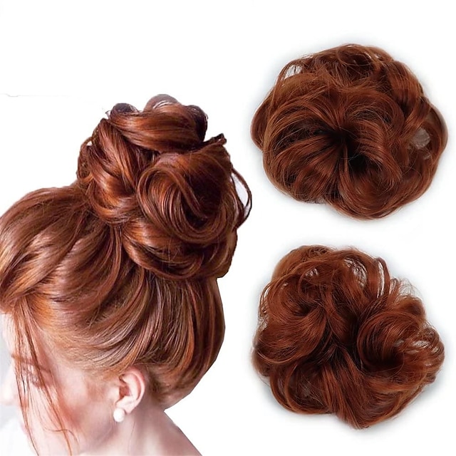  Color Will Be More Orange Than The Color 119B(Copper)! iLUU 2pcs Fashion Messy Hair Bun Extensions Chignons Hair Synthetic Hair Scrunchie Scrunchy Updo Hairpiece for Women Party