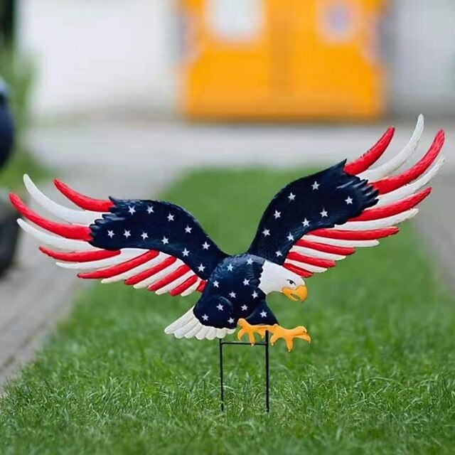  Patriotic American Bald Eagle Metal Wall Art ,Fourth of July,July Fourth Outdoor Decor,Independence Day Decoration,Cut Metal Sign 3D Wall Décor With shelf for Indoor or Outdoor Use