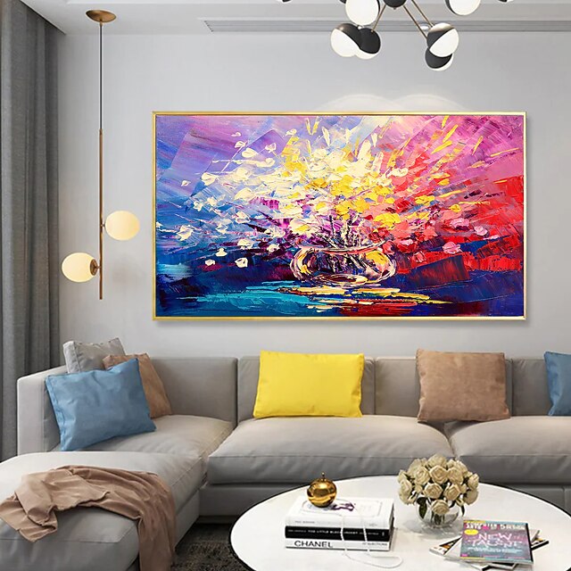 Handmade Oil Painting Canvas wall Art Decoration Abstract Knife Painting Flower Red For Home