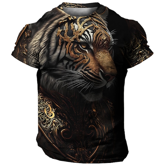 Men's T shirt Tee Graphic Animal Tiger Crew Neck Clothing Apparel 3D ...