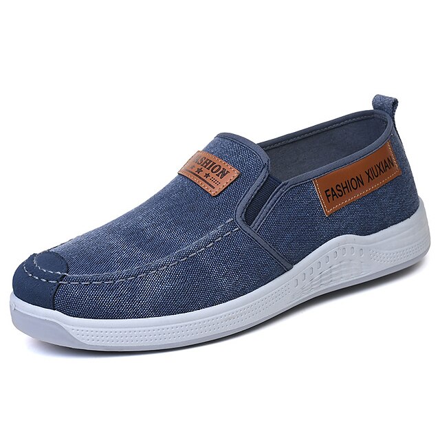  Men's Loafers & Slip-Ons Comfort Shoes Slip-on Sneakers Outdoor Daily Casual Canvas Walking Shoes Breathable Blue Grey Summer Spring