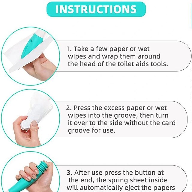 Toilet Tissue Aids Tools,Bottom Wiper,Tissue Grip Long Handle Reach