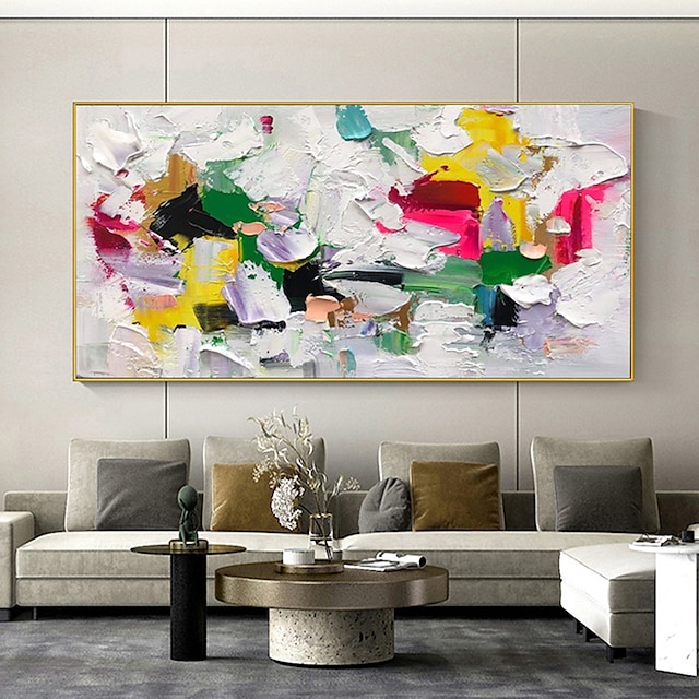  手作り油絵キャンバス壁アート装飾 3d パレットナイフ抽象カラフルな家の装飾ロールフレームレス未延伸絵画