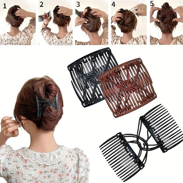  4st elastisk hårkaminsats kam mångsidig hårklämma kvinnligt mode huvudbonader håraccessoarer för kvinnor