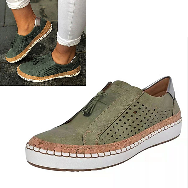 Women's Sneakers Tassel Loafers Plus Size Slip-on Sneakers Outdoor Work ...