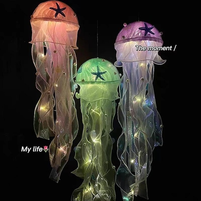  Креативная лампа ручной работы в виде медузы, сделай сам, материал, упаковка, антенна, подвесное украшение, прикроватная атмосферная лампа, сетка для спальни, красный ночник