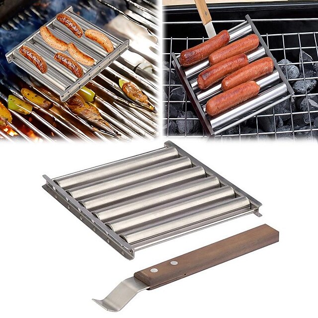 Hot Dog Roller BBQ Hot Dog Grill Roller Thorough Evenly Cook, 5 Hot