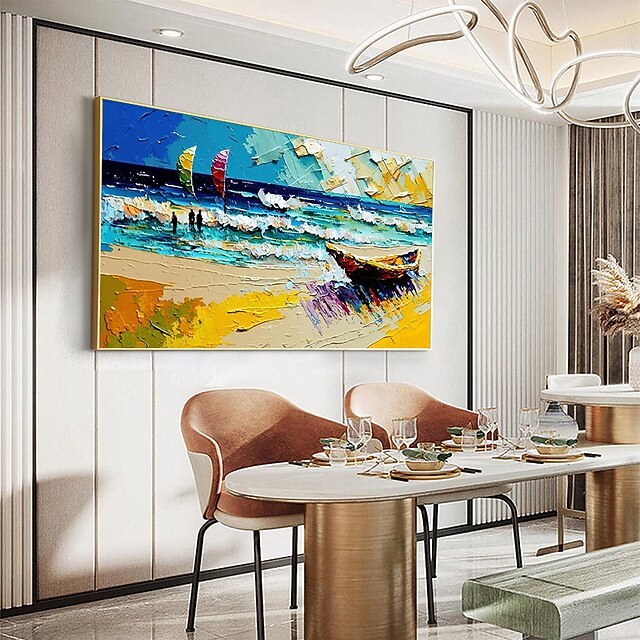 Handmade Hand Painted Oil Painting Wall Art Original Sunshine Ocean Oil