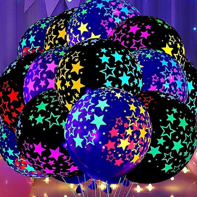  10 stk glød i mørket ballon 12 tommer 30 cm festdekoration gennemsigtig fluorescerende bølge prik slik farve prik bryllupsfest dekoration