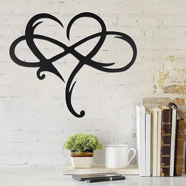 1pc Infinity Heart Black Metal Wall Art Heartshaped Metal Wall Decor
