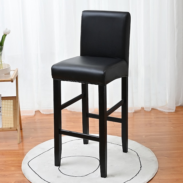  2 Pcs Waterproof Bar Stool Cover Stretch Counter Stool Pub Chair Slipcover Cafe Barstool Cover Pu Leather for Patio Outdoor Bar Restrant Wedding with Elastic Bottom
