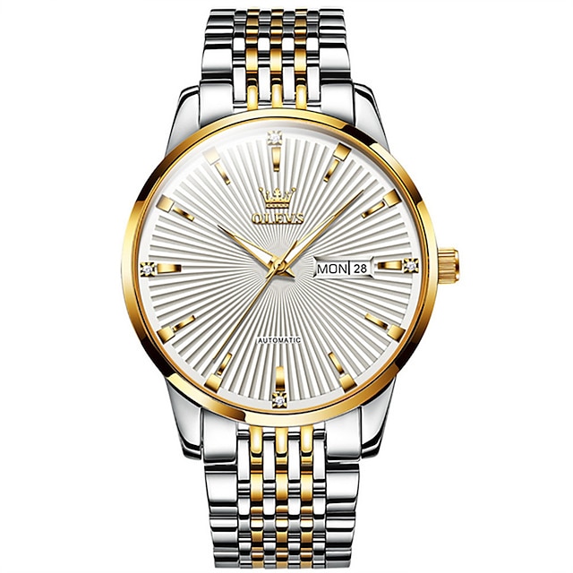  Relojes de lujo para hombre de la mejor marca olevs, reloj mecánico automático de negocios para hombre, relojes de pulsera con calendario a prueba de agua 6653