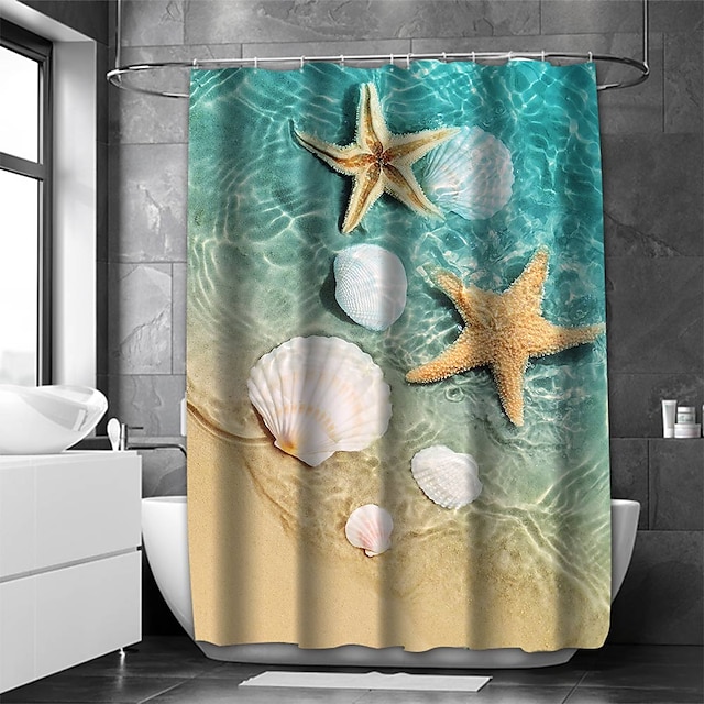  cortina de ducha con ganchos playa hawaii baño bañeras cortina de ducha con ganchos ecológico impermeable cortinas de ducha decorativas para el hogar
