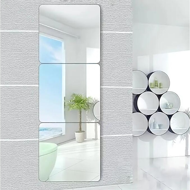  förvandla ditt hem med detta självhäftande 3d-spegelväggklistermärke - perfekt för badrum!
